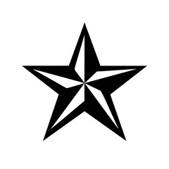Obraz premium A black star shape on a white background, geometric design element, abstract symbol, starburst pattern, iconic graphic