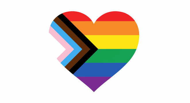 Progress pride flag heart illustration on white background