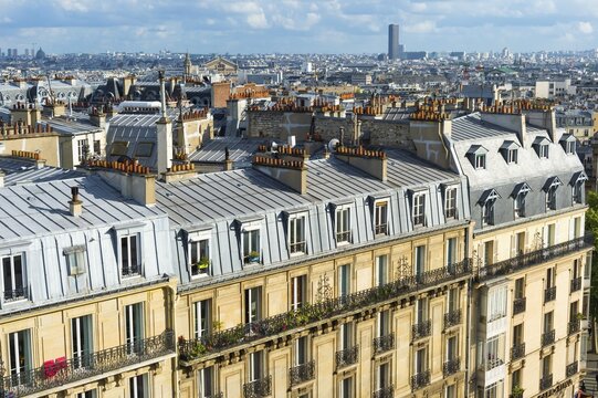 Overlooking the rooftops of the city, Paris, France
