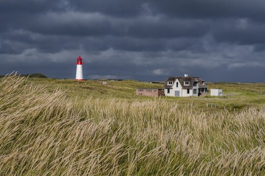 Lighthouse List-West, Elbow, Sylt, North Frisian Island, North Sea, North Friesland, Schleswig-Holstein, Germany