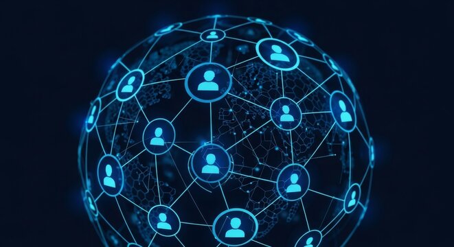 Global Network Connections People Icons.