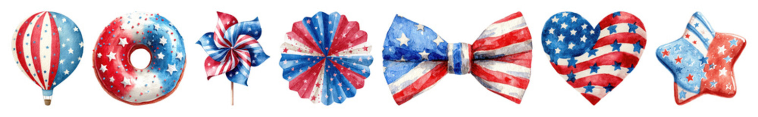Fototapeta premium PNG Patriotic festive decorative elements on transparent background