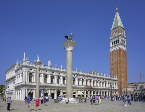 Biblioteca Nazionale Marciana Columna de San Teodoro Colonna di San Marco and Campanile di San Marco, San Marco, Venice, Province of Venice, Italy