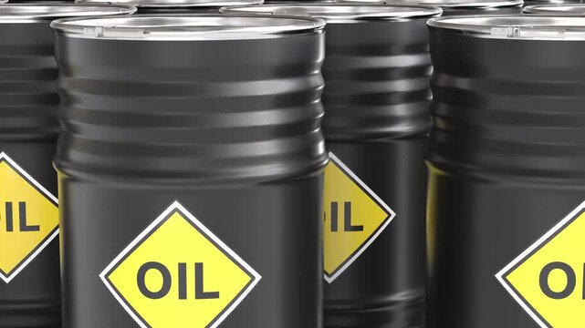 Black metal barrels 3d crude oil