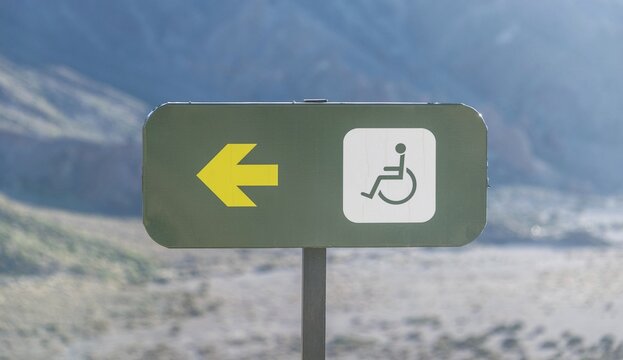 Sign, handicapped accessible path, Tenerife, Canary Islands, Spain