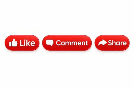 Social media interaction buttons featuring like, comment, and share options