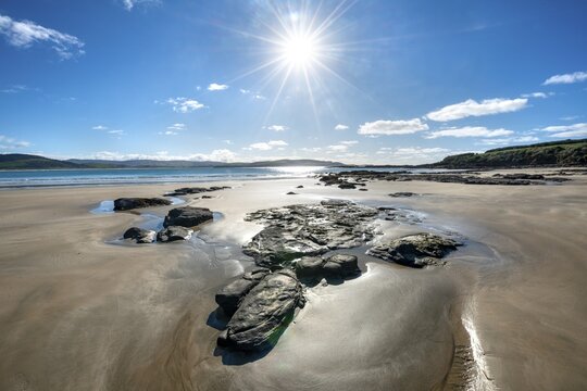 Stones on sandy beach, beach, Porpoise Bay, Catlins, Southland, South Island, New Zealand