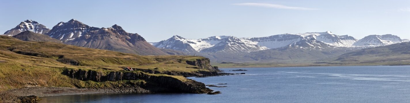 Borgarfjoer&eth;ur fjord, Bakkager&eth;i, Iceland, Atlantic Ocean