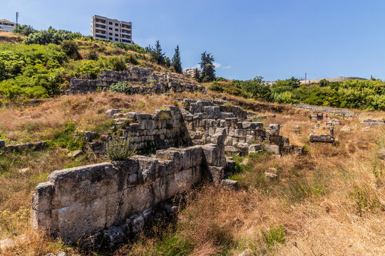 Roman ruins at the Temple of Eshmun ruins near Sidon town, Lebanon