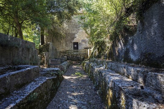 Remains of the medieval monastery of Caluc, Prieur&eacute; de Carluc, Cereste, Alpes-de-Haute-Provence department, Provence, France
