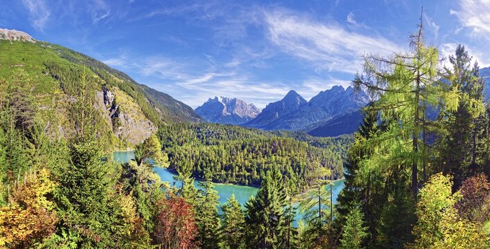 Fernpass with Zugspitze massif and Blindsee, Fern, Biberwier, Tyrol, Austria