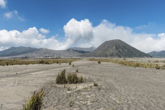 Volcanoes Mount Bromo and Mount Batok, Bromo Tengger Semeru National Park, East Java, Indonesia