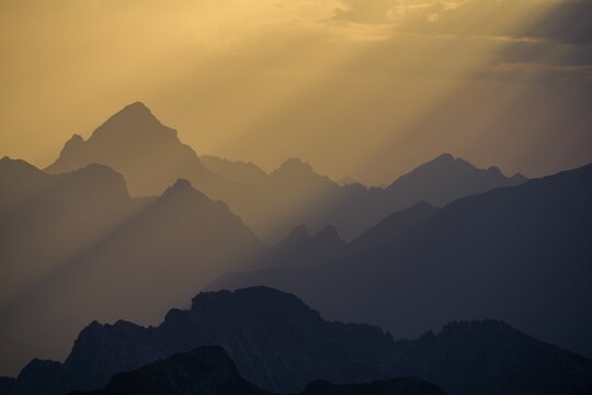 Golden hour over Allg&auml;u mountains, Warth, Vorarlberg, Austria