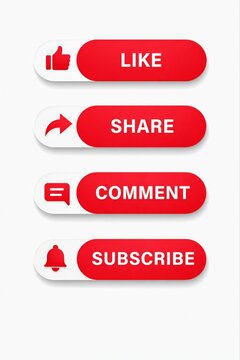 Social media interaction buttons featuring like, share, comment, and subscribe options