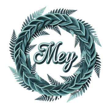Braided teal wreath with Mej lettering