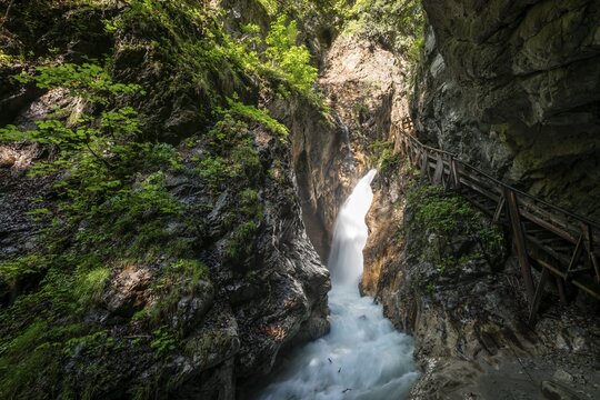 Narrow gorge, gorge with river, Wolfsklamm, Stans, Tyrol, Austria