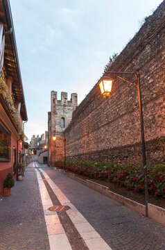 Historical city wall, Lazise, Lake Garda, Veneto, Veneto, Veneto, Italy
