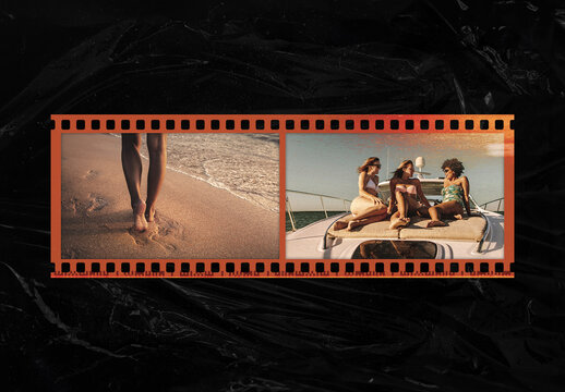 Analog Film Frame Template, Retro Polaroid Photo Border Mockup & Film Strip Overlay Clipart