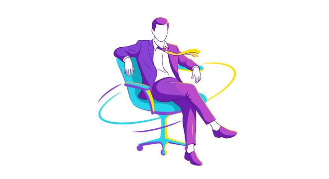 Businessman in suit sitting on office chair vector illustration