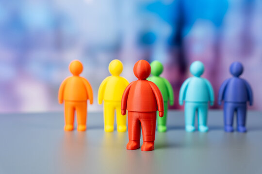 A red figure symbolizes LGBT identity and representation. Inclusion and diversity awareness. Social equality, rights, and community visibility highlight acceptance and modern cultural values