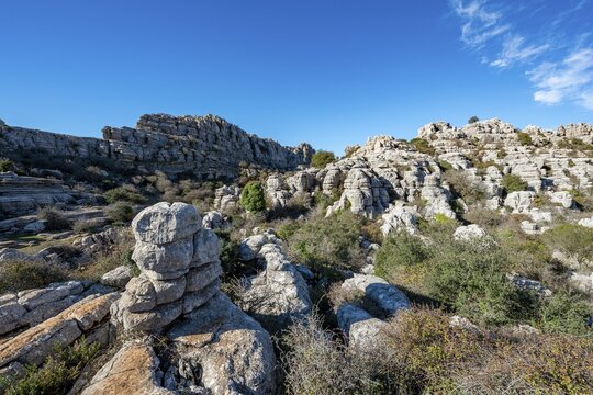 Rock formations of limestone, El Torcal Nature Reserve, Torcal de Antequera, Province of Malaga, Andalusia, Spain