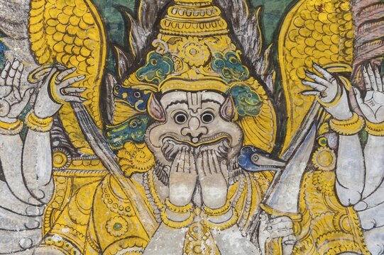 Mural, Hindu deity, Srirangam temple complex, Tiruchirappalli, Tamil Nadu, India