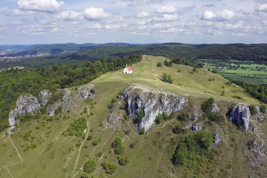 North peak Walberla 513, 9m, St. Walburgis Chapel, on Mount Ehrenb&uuml;rg, Franconian Jura, Franconian Alps, Franconian Switzerland-Veldenstein Forest nature Park, Upper Franconia, Franconia, Bavaria, Germany
