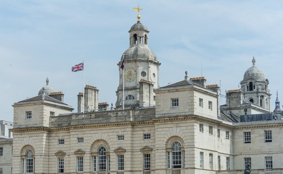 Government buildings with British flag, Whitehall, Westminster, London, England, United Kingdom