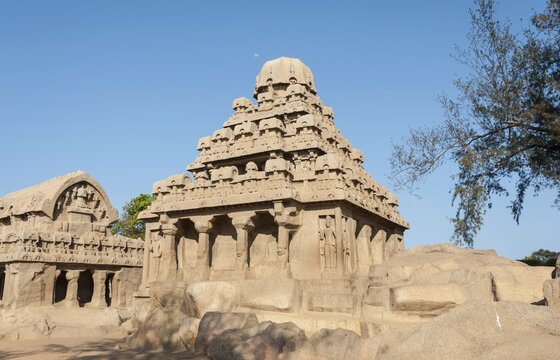 Temple, Pancha Rathas, Mahabalipuram, Tamil Nadu, Kanchipuram, India
