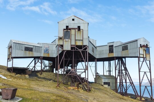 Old coal mine factory, Former Cable Center, Longyearbyen, Spitsbergen Island, Svalbard Archipelago, Norway