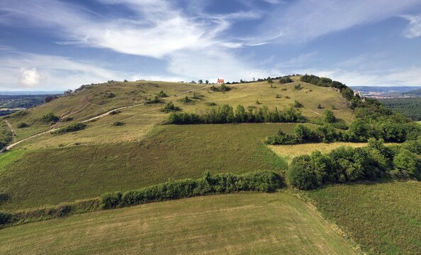 North peak Walberla 513, 9m from south, St. Walburgis Chapel, Mount Ehrenb&uuml;rg, Franconian Jura, Franconian Alps, Franconian Switzerland-Veldenstein Forest nature Park, Upper Franconia, Franconia, Bavaria, Germany