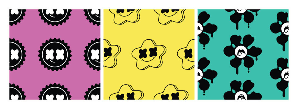 Retro poster with graphic elements of geometrical shapes vector. Trendy Y2k backgrounds for posters, prints, invitations or cards.

