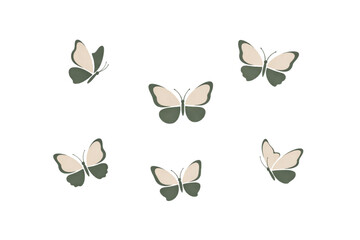 Naklejka premium Organic Butterfly Vector Icon Set – Natural Symmetry and Flowing Motion