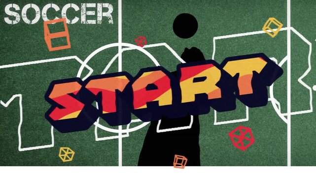 Animation of start text over basketball player silhouette