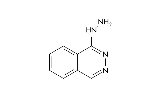 hydralazine molecule, structural chemical formula, ball-and-stick model, isolated image antihypertensive drug