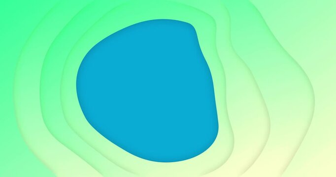 Animation of morphing blue abstract shape moving on layered green background