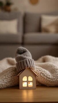 Miniaturhaus eingepackt, Symbolbild, Heizen, Heizkosten, 