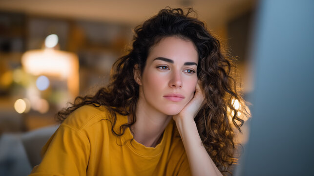 Freelance photographer reviewing inconsistent monthly earnings chart on computer with worried expression in home studio surrounded by equipment during tax preparation season, perfect for freelance i