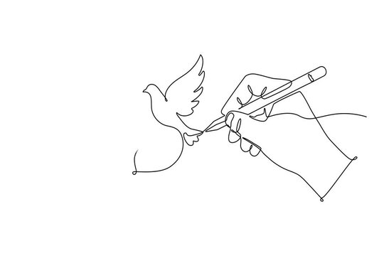 Animation continuous one line drawing Continuous line drawing, hand drawing dove with pen, minimalist art, black and white illustration