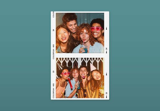 Vintage Retro Analog Film Strip Photo Frame Template