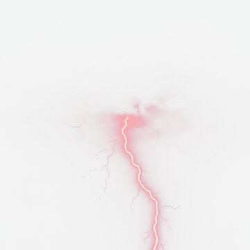 Radiant Crimson Lightning Bolt Energy Beam on White Background