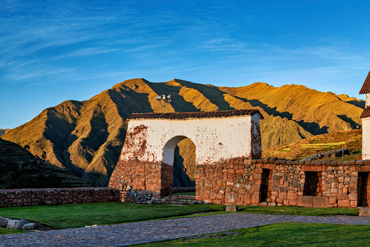 the historic village of Chinchero in the Sacred Valley of the Incas in Peru