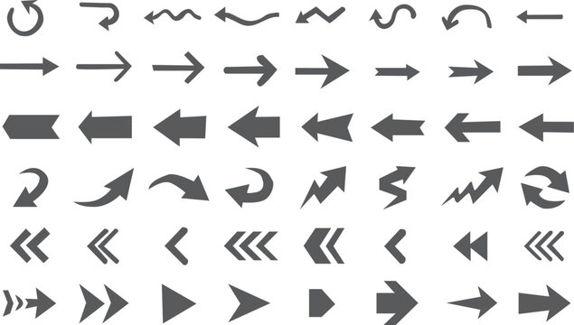 A collection of various arrow icons in different shapes and sizes
