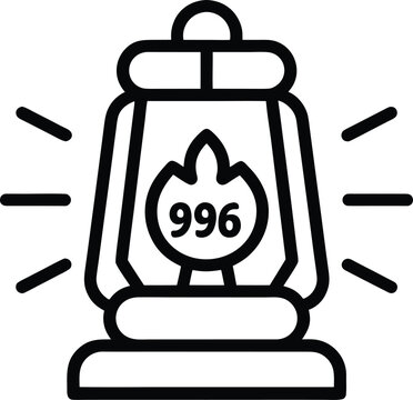 996 lantern lit vintage with flame glow vector illustration on transparent background