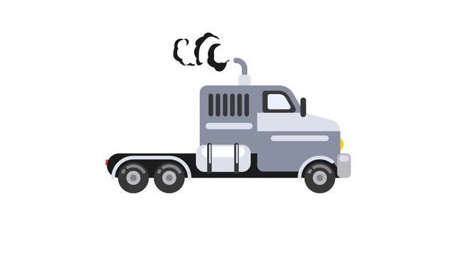 Cargo semi truck transport animation loop transparent background