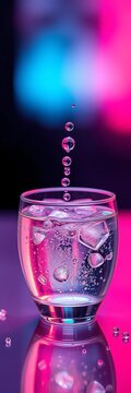 Dewdrop elixir captured in a crystal vessel, pure refreshment ,  natural,  health
