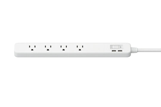 White power strip with usb ports and surge protection
