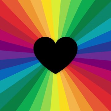 Heart on rotating rainbow sunburst animation, suitable for love, queer, mother's day, father's day, pride or Valentine - 4K Square Seamless Loop Video