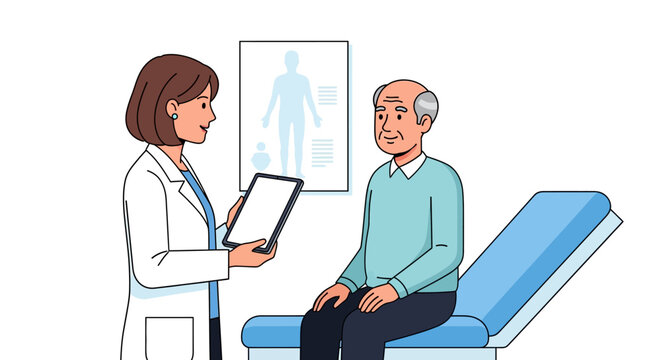 Doctor Consulting Senior Patient in Medical Office