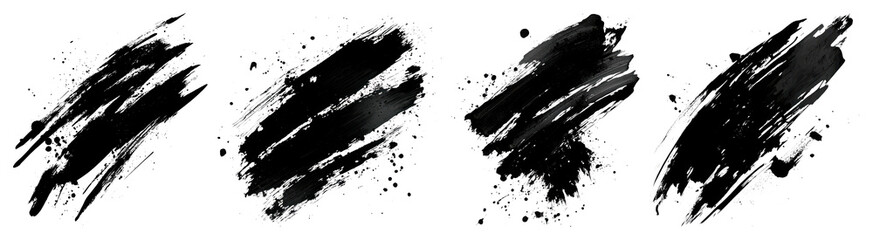 Obraz premium PNG Abstract black brush strokes art on transparent background